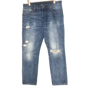 Levi’s 501 CT Medium Wash Distressed Hemmed Cropped Ankle 30W / 26.5L Inseam